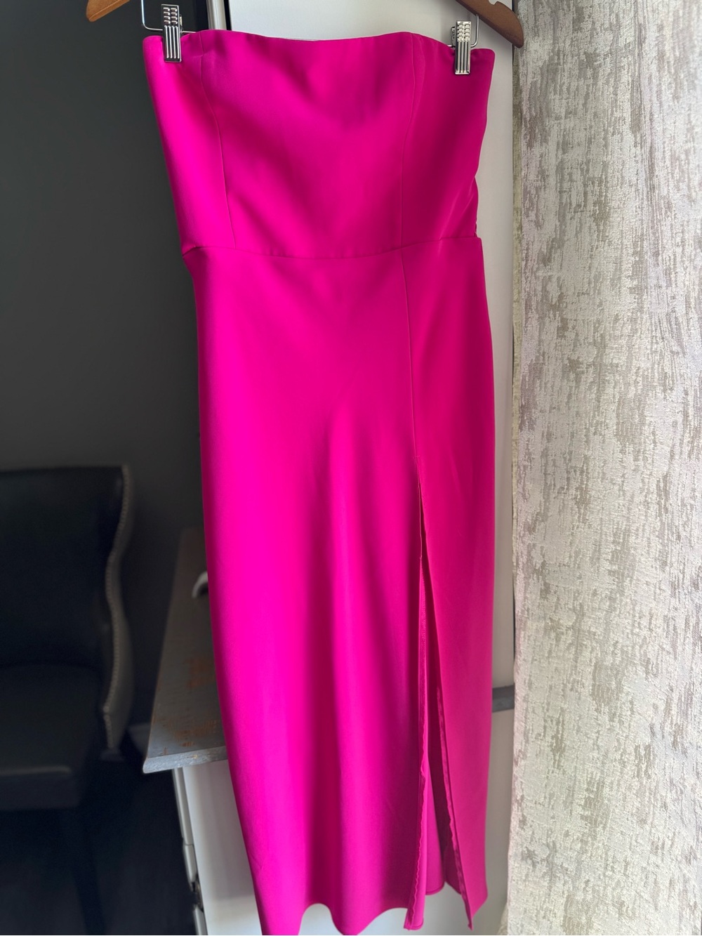 Amanda Uprichard Strapless Hot Pink Midi Dress